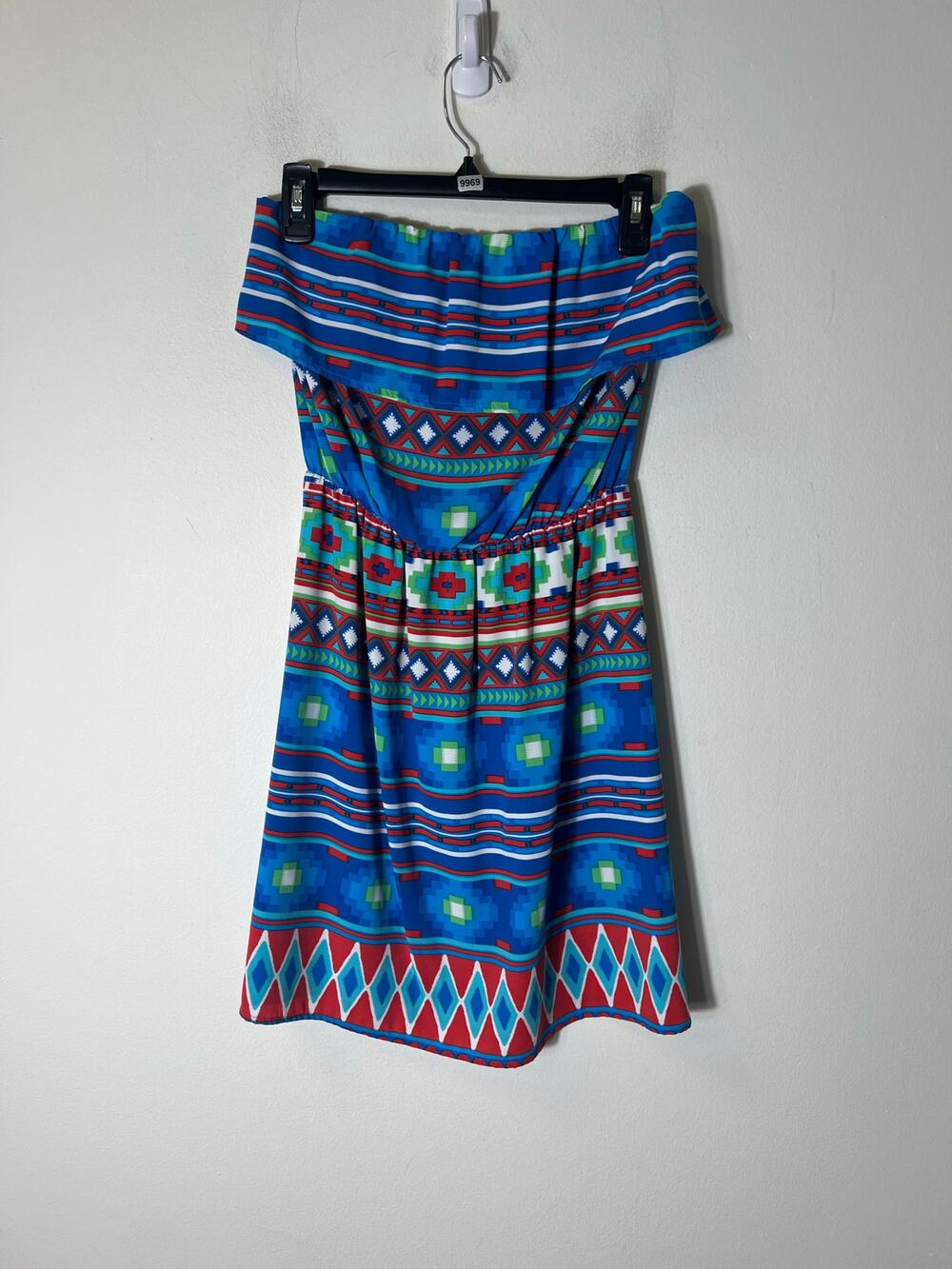 Pixi + Ivy Blue and Orange Strapless Mini Dress Sz xs